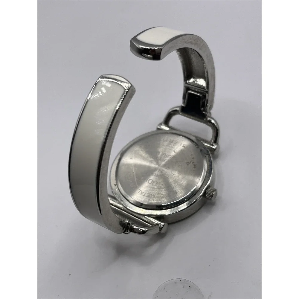 Studio Time Women's Watch Rhinestone Bezel White Enamel‎ Band- New Battery
